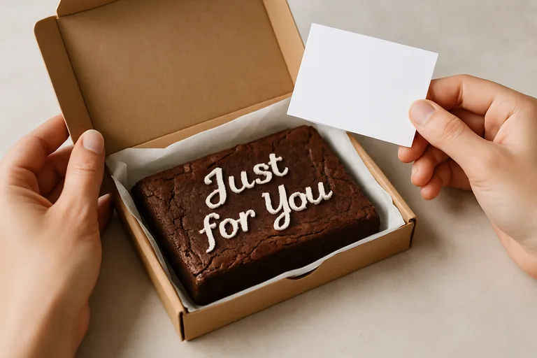 Hoe je een brownie met persoonlijke boodschap verstuurt